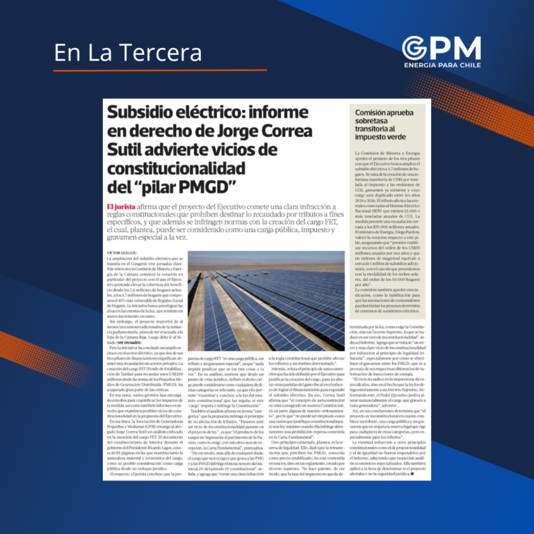 Informe advierte vicios inconstitucionales de proyecto de subsidios eléctricos