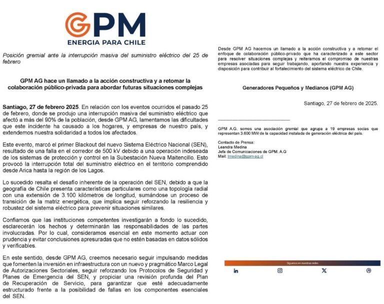 GPM AG hace un llamado a la acción constructiva y a retomar la colaboración público-privada para abordar futuras situaciones complejas