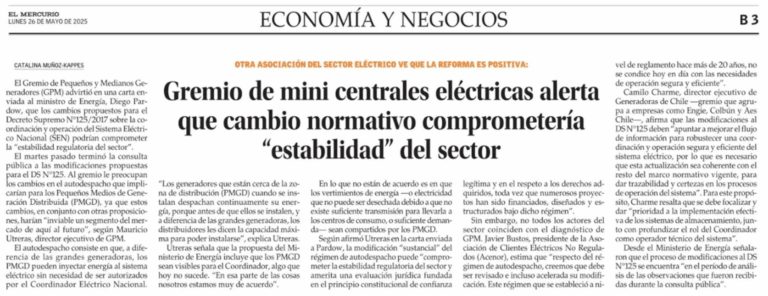 Gremio de mini centrales eléctricas alerta que cambio normativo comprometería “estabilidad del sector”